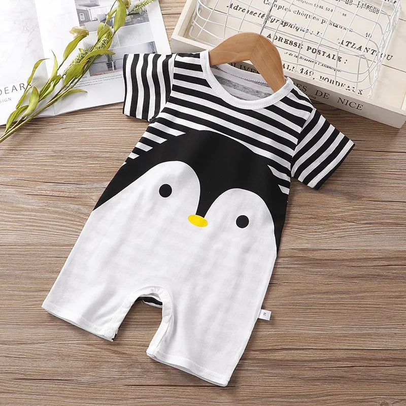 Baby Unisex Romper Jumpsuit - 100% Cotton Short-Sleeve Animal Print