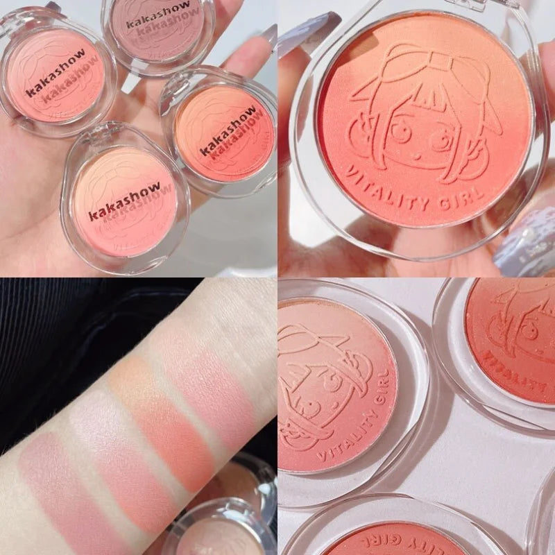 Dual Gradient Blush Highlights Natural Nude Makeup Brightening Cheek Purple Blue Female Niche Brand 2024 New Makeup Cosmetics