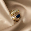 Retro Gold Color Double Oil Drip Open Rings For Women'S Luxury Irregular Adjustable Finger Ring 2023 New Trendy Wedding Jewelry