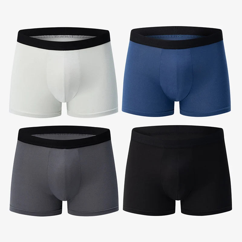 Mens Boxer Briefs 4 Pack Antibacterial Breathable Plus Size Solid Color Underwear For Men EU US Sizes