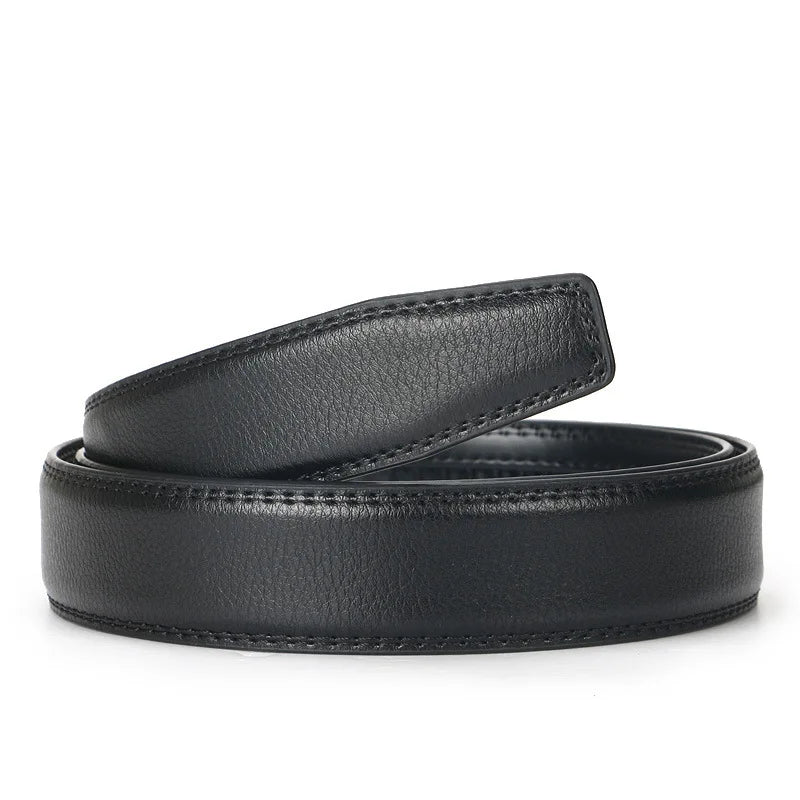 High Quality Black Brown Men’s Belt, Genuine Leather Material, Adjustable Automatic Ratchet Buckle, Cuttable Business Belt
