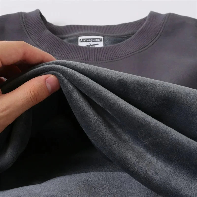 Loose-Fit Long Sleeve Pullover Sweatshirt Silver Fox Fleece Round Neck Top For Men And Women 2023 Autumn Winter New Arrival