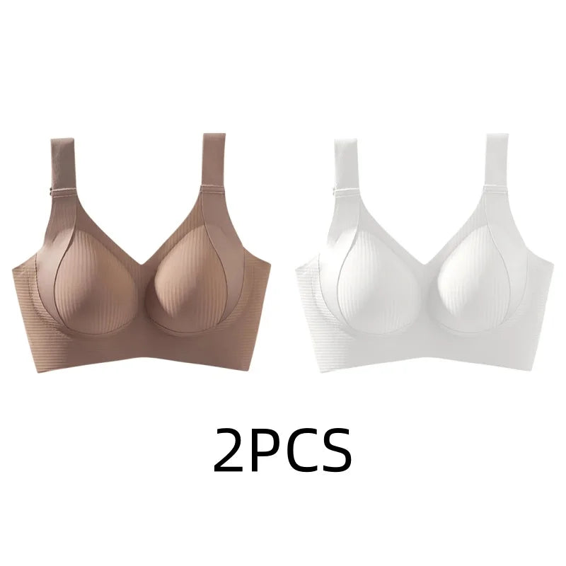 1/2Pcs Women'S'S Seamless Underwear, Thin Style, Large Breasts, Small Breasts, No Wires, Pull-Up And Anti-Sagging Large Size Bra