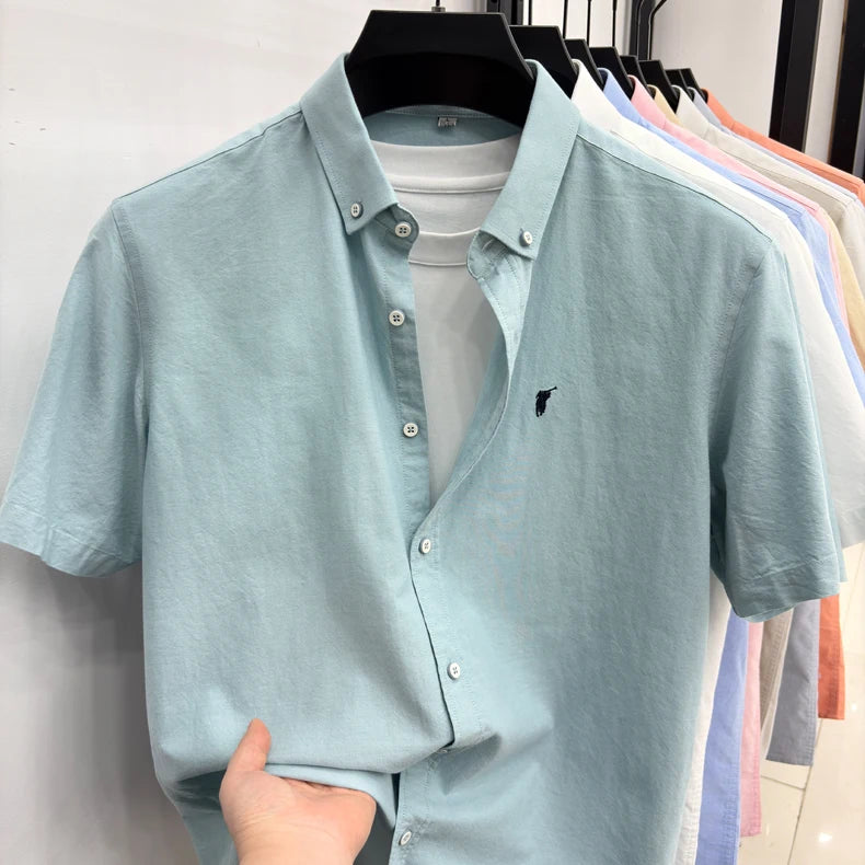 100% pure cotton short sleeve shirt summer new breathable men's T-shirt designer brand Paul Pony embroidery business casual top