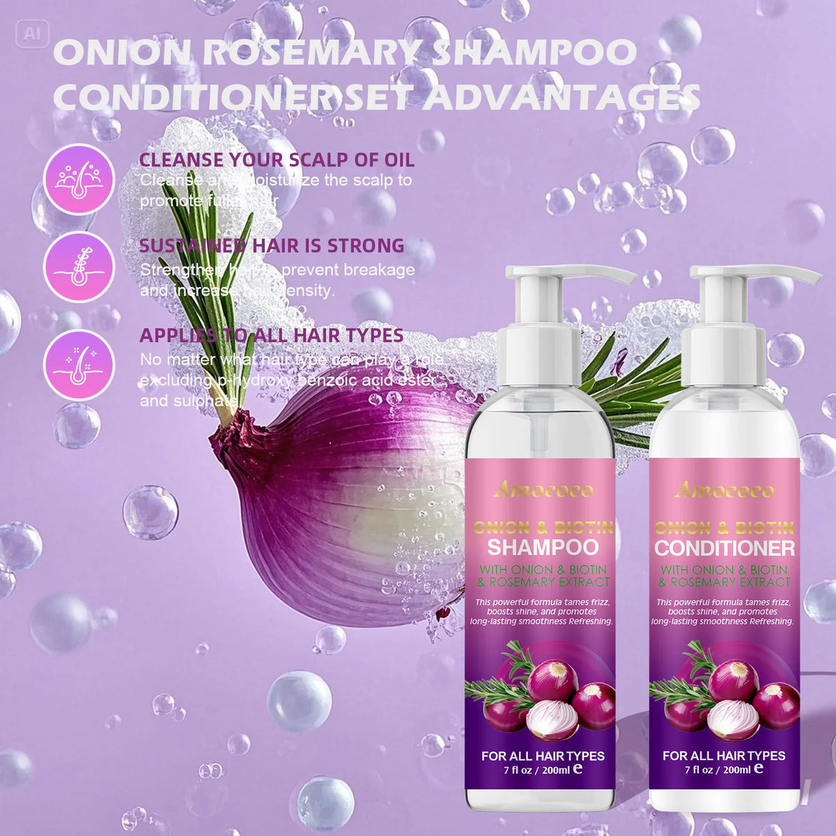 Amococo Shampoo and Conditioner Set - 2 x 200ml Hair Care Duo