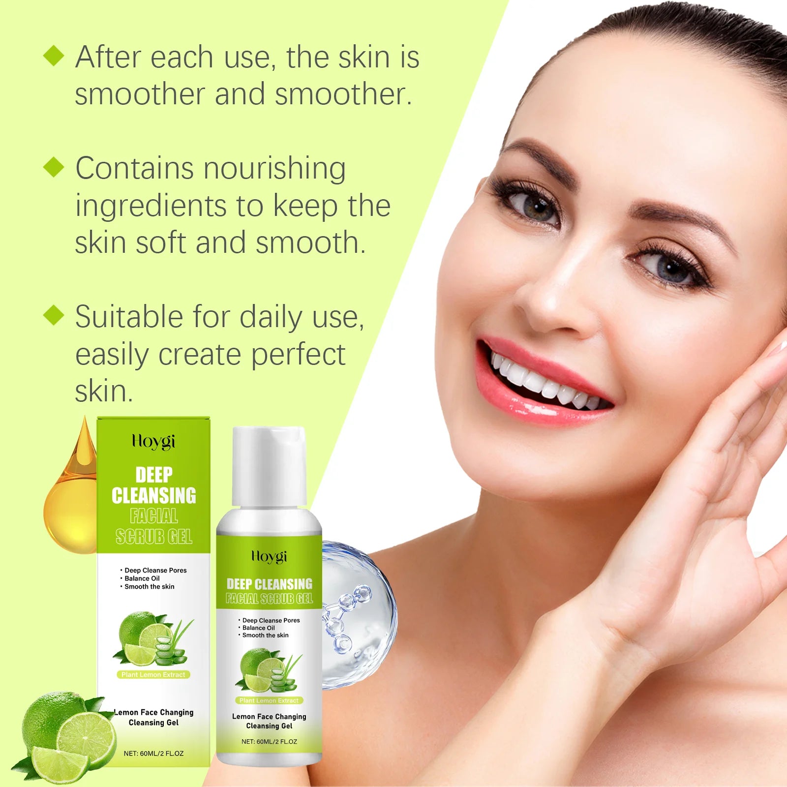 Facial Exfoliating Gel Mild Moisturizing Non-Drying Facial Skincare Treatment Hydrating Pore Refining Smooth Skin Exfoliating