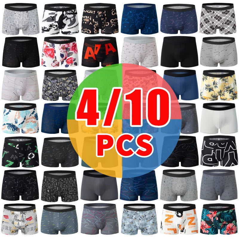 Mens Boxer Briefs 4 Pack Antibacterial Breathable Plus Size Solid Color Underwear For Men EU US Sizes