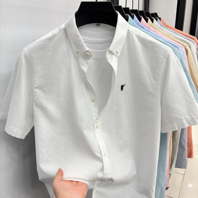 100% pure cotton short sleeve shirt summer new breathable men's T-shirt designer brand Paul Pony embroidery business casual top