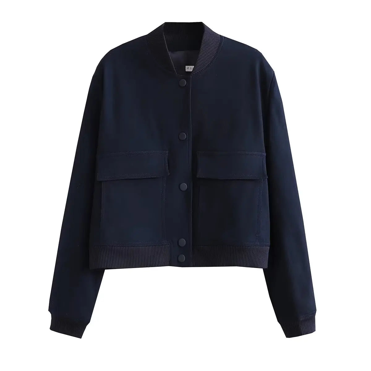 Women's Vintage V-Neck Bomber Jacket with Pockets