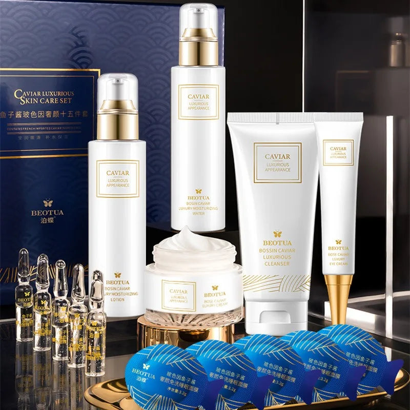 Caviar Pro-Xylane skincare 15-piece set  Reduces Fine Lines Repairs Skin Hydrates  Brightens Anti-Aging Firming Skincare