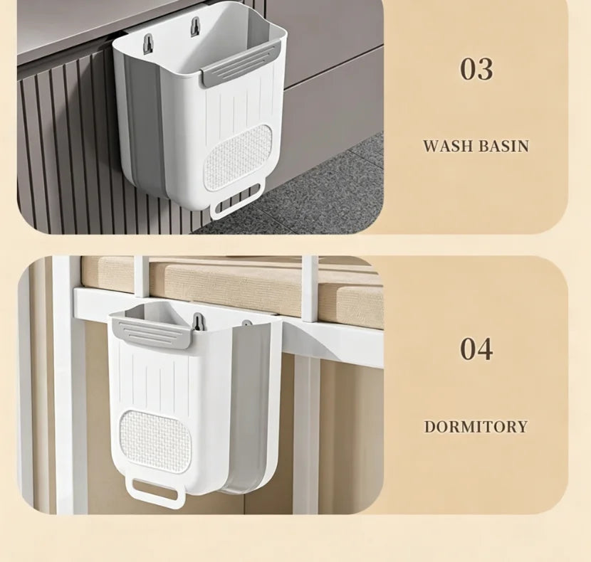 Cubo de basura plegable montado en la pared de la cocina, cubo de basura colgante para armario del hogar, cubo de basura colgante clasificado, accesorios de cocina