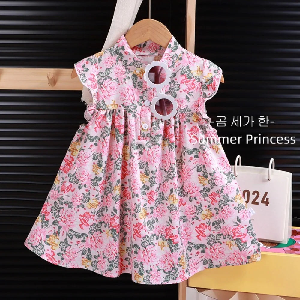 New Floral Girls' Floral Dress Soft Breathable Beach Skirt Performance Costumes Girls