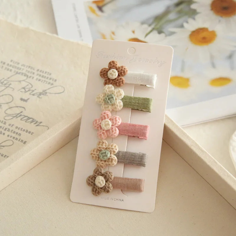 AITOUSHI Girls' Cotton Bow Hair Clips - Handmade Classical Headwear
