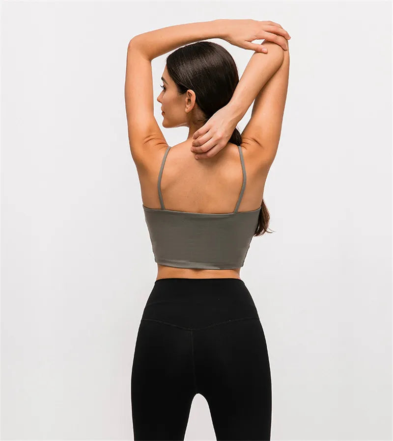 Solid Color Women Sports Bra Comprehensive Training Shockproof Halter Soft Sports Fitness Top Gym Yoga Chest Pad Comprehensive