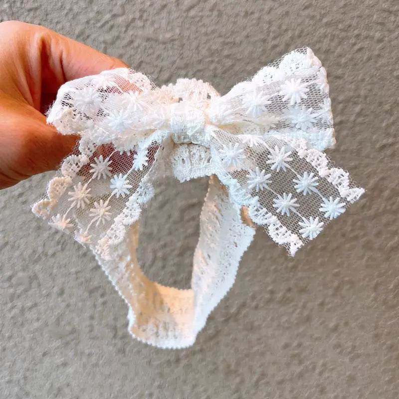 White Lace Bow Baby Headbands for Girl Cute Bowknot Hair Band Elastic Infant Turban Newborn Headwear Baby Hair Accessories 머리띠