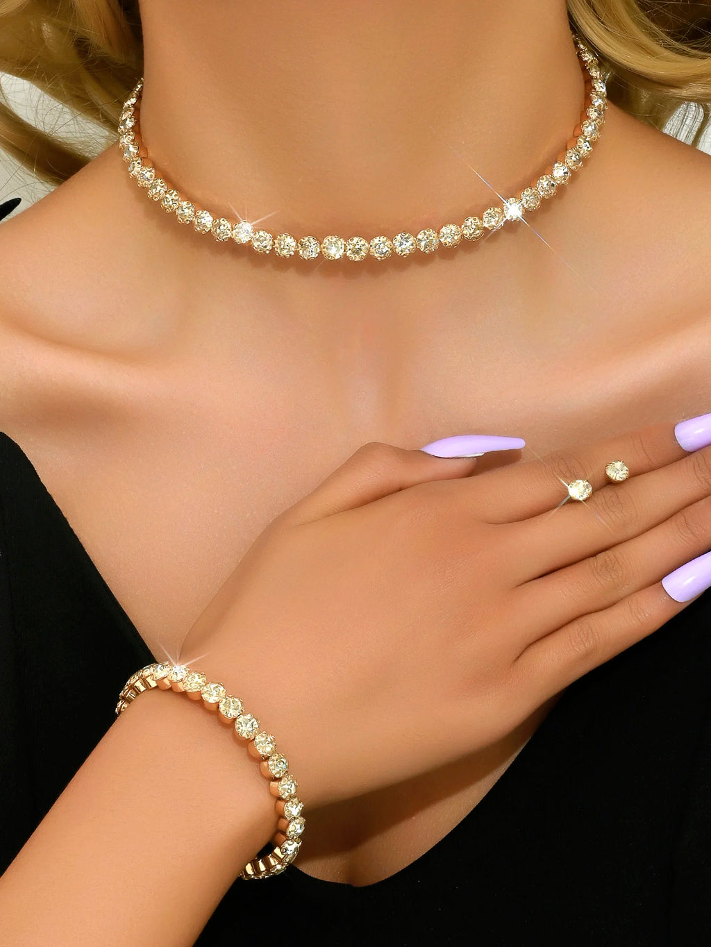 4 Pieces Of Women'S'S Fashionable And Minimalist Necklaces With Earrings, Bracelets, Jewelry Sets, Banquet And Accessories