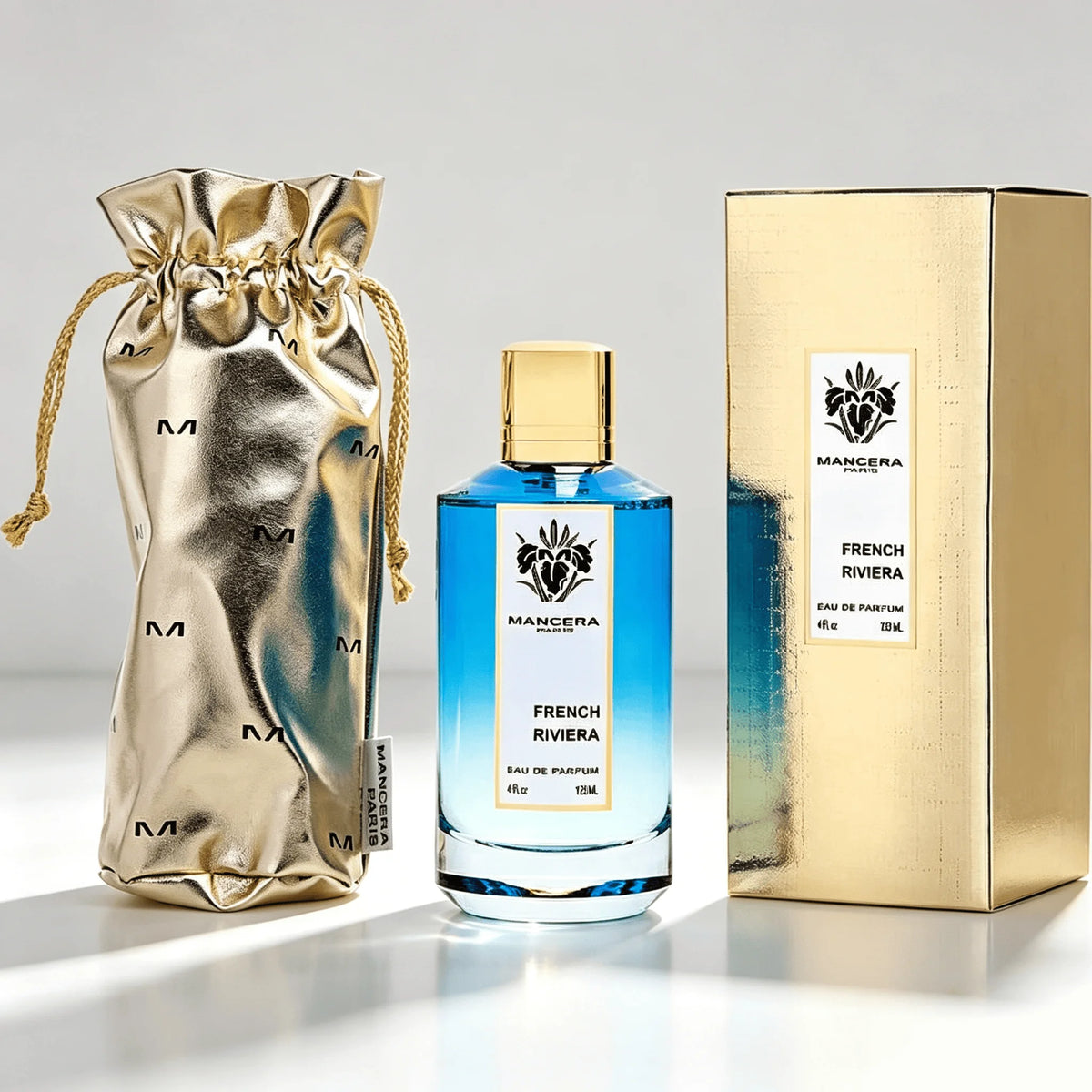Mancera Paris French Riviera Eau De Parfum Spray, Unisex Crisp Sea Salt Aquatic Citrus Woody Fragrance, Long-Lasting Scent, Bright Blue Gradient Octagonal Glass Bottle with Gold Cap, Perfect Gift for Summer Vacation Holiday B