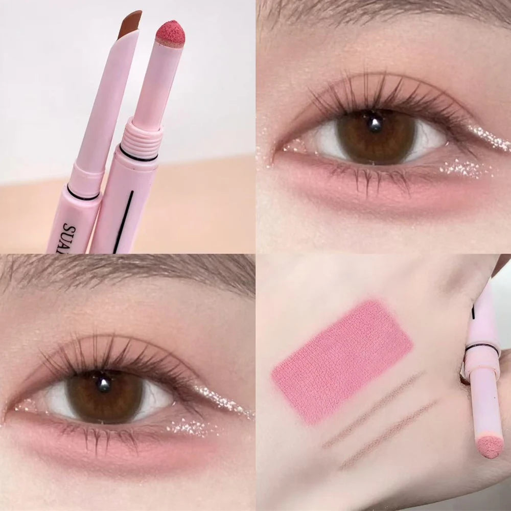 2 In 1 Matte Aegyosal Pen Glitter Brightening Highlight & Shadow Stick Double-end Eye Makeup Lying Silkworm Eyeliner Gel Pencil