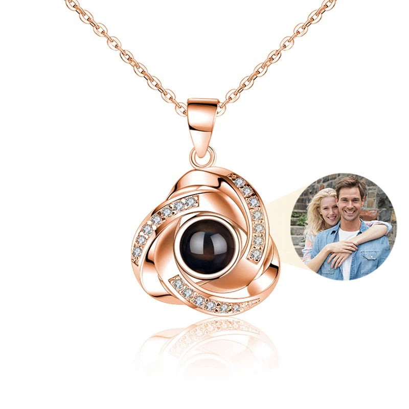 Custom Photo Projection Necklace With I Love You In 100 Languages Personalized Gift For Women