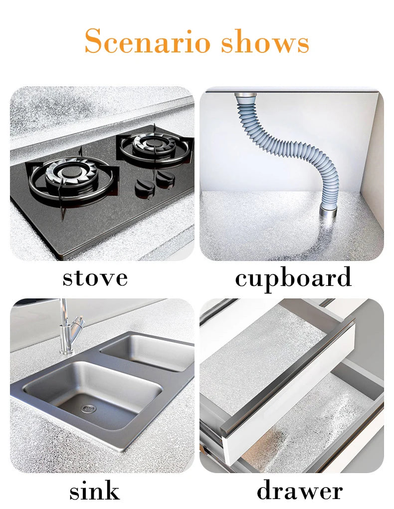 Pegatinas de pared de cocina resistentes a altas temperaturas, pegatinas a prueba de aceite, impermeables para gabinetes, estufas, papel de aluminio