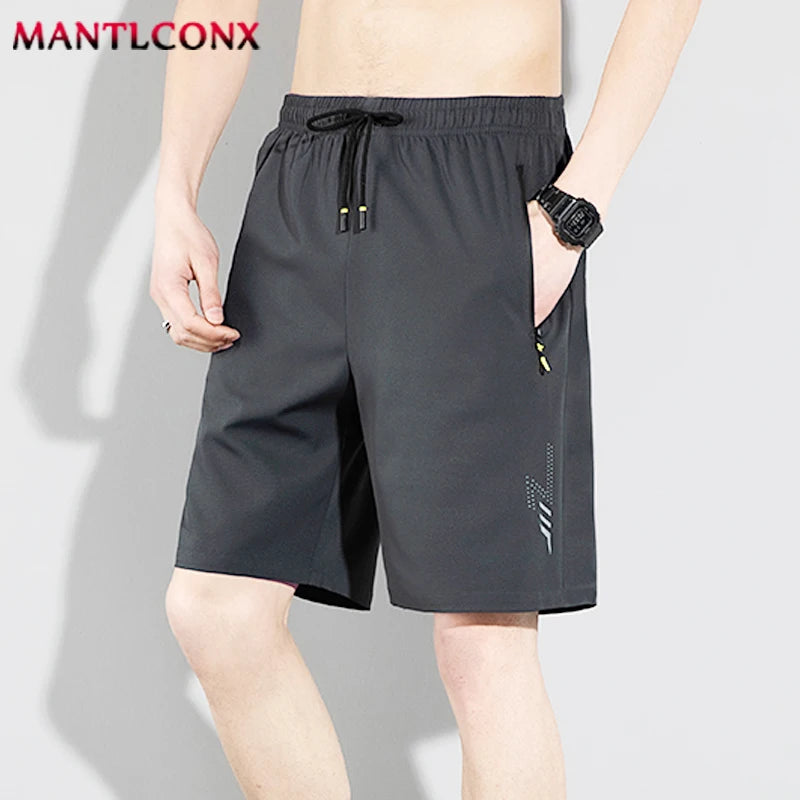 Men'S Shorts Summer Casual Board Shorts Breathable Beach Shorts Elastic Waist Jogging Running Sports Short Pants Zipper Pockets