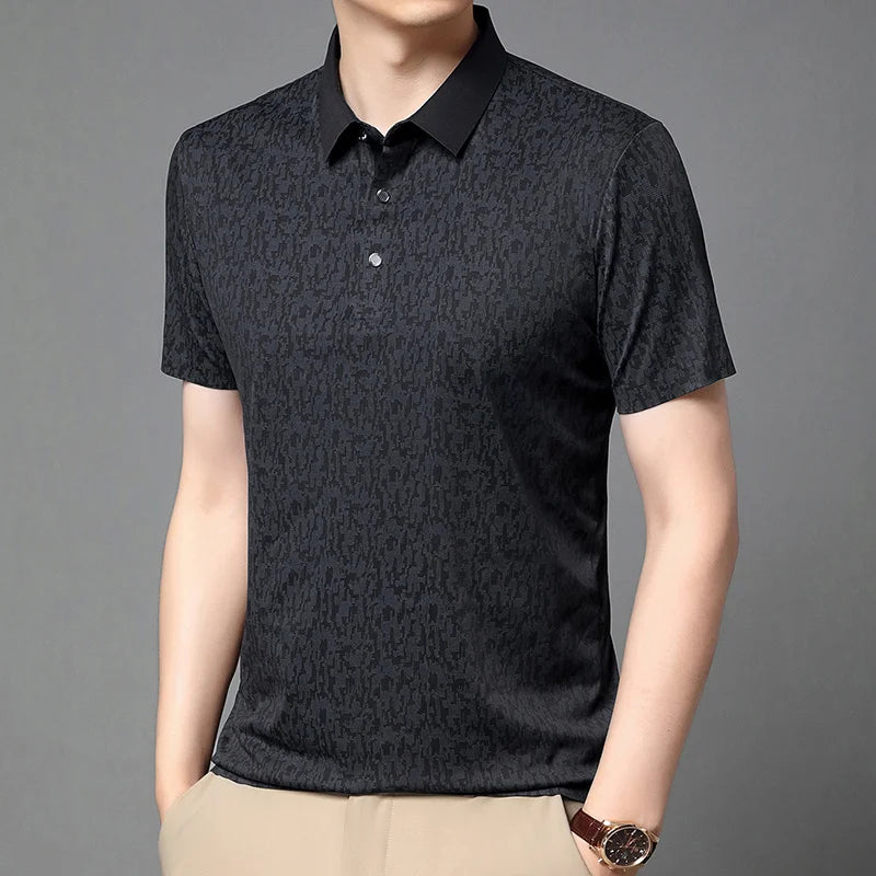 Wrinkle Resistant Woven Textured Male Shirt Full Button Placket Weekend Outdoor Walk Home Relax Errands Outfit