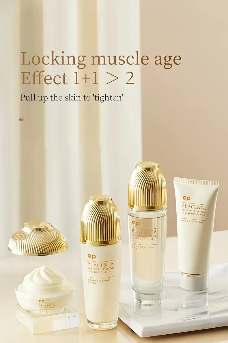 6 PCS Sheep Placenta Skincare Gift Set - Active Firming Hydrating Anti-Aging Facial Care,Toner,Essence Cream for Mothers & Gifts