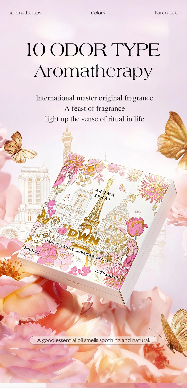 Women's 10PCS Alcohol-Free Fragrances Set, Romantic Floral Scents, Elegant Gift Box, Long-Lasting, Ideal for Daily Use & Gifting