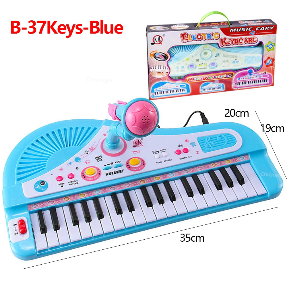 Chriyungel 37 Keys Kids Keyboard With Microphone Educational Toy For Children Ages 3 To 6