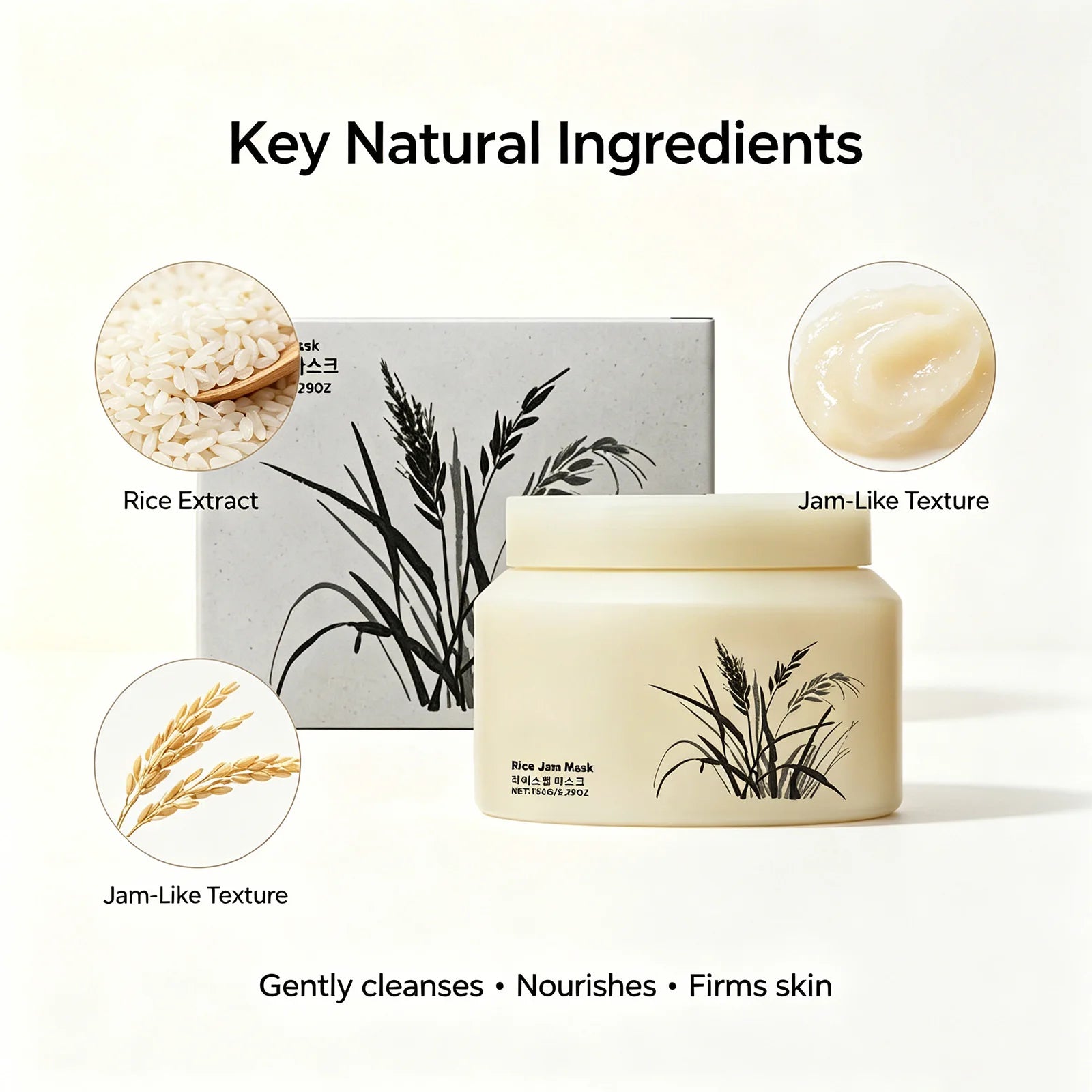 Korean Rice Jam Mask Deep Cleansing & Hydrating Mask Brightening & Firming Treatment for Smooth, Glowing Skin K-Beauty Face Care