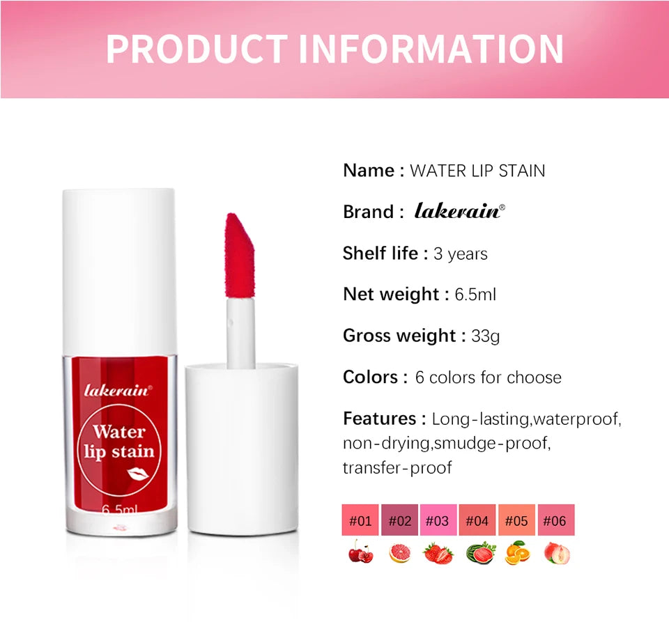 Lip Tint Stain 2 IN 1 Long Lasting Waterproof Lightweight Non-sticky Lipstick Transfer-Proof Matte Finish Liquid Blush Lip Gloss