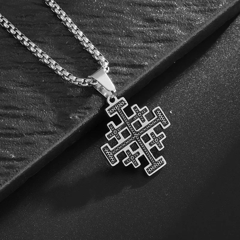 Jesus Christ Cross Mens Necklace Gold Color Cross Religious Pendant Necklace Accessory Chain Accessories