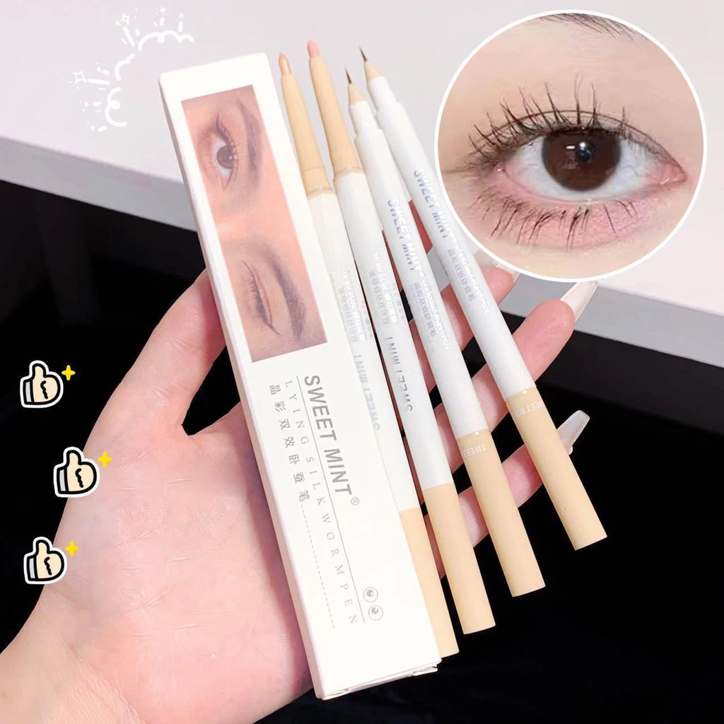 2 In 1 Liquid Eye Liner Shadow Pen Ultra Glitter Eyeliner Pencil Lasting Korean Eyes Makeup High Gloss Pigment Silkworm Gel Pen