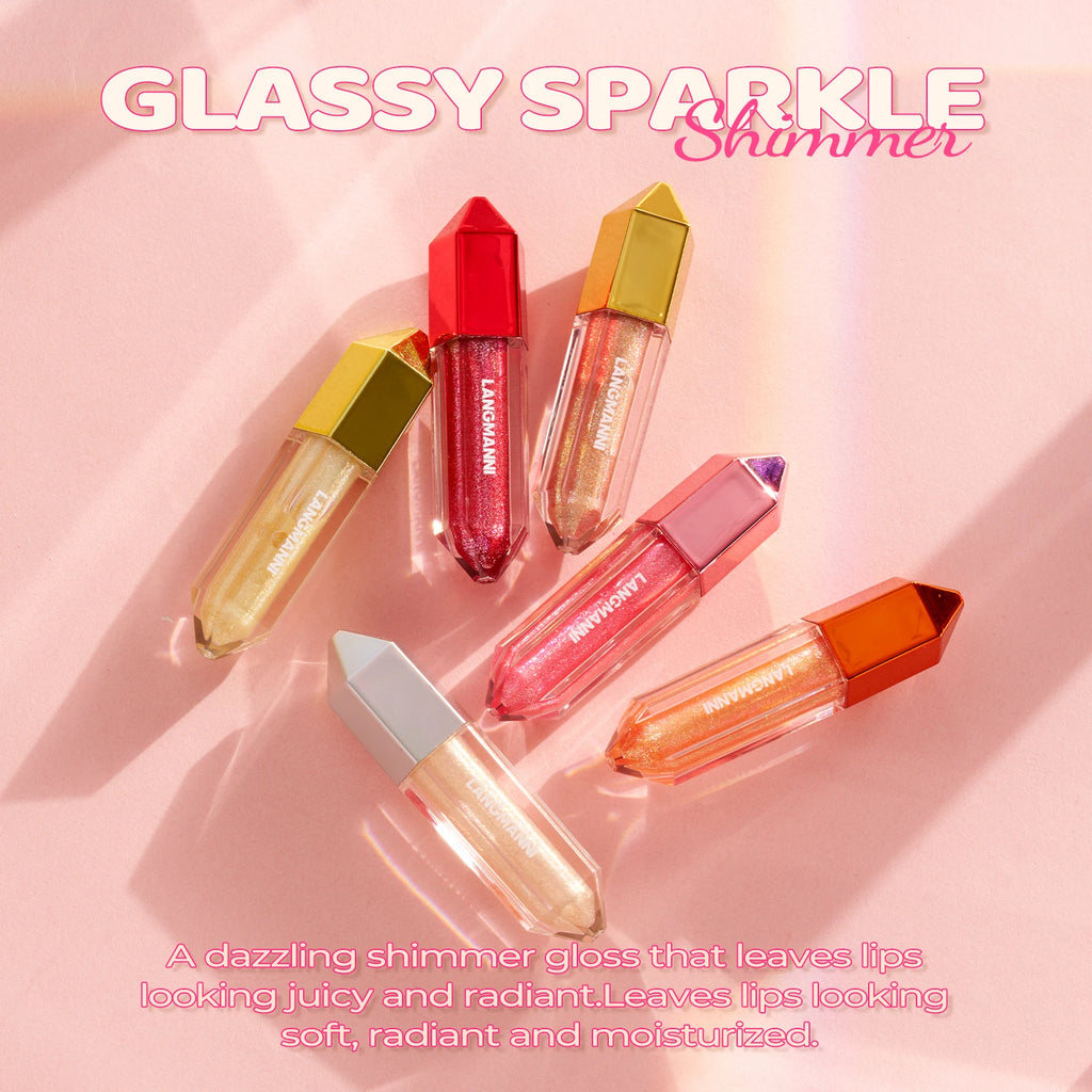 12Color Diamond Lip Glaze Pearl Sparkling Metallic Mirror Lip Gloss Moisturizing Gothic Black Rose Lipstick Halloween Lip Makeup