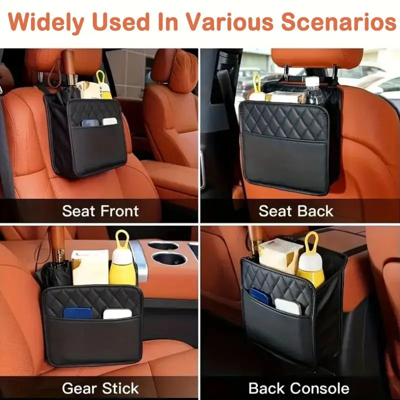 PU Leather Car Seat Organizer Storage Bag for All Vehicle Models Keep Your Ride Neat & Protected with Essential Auto Accessories