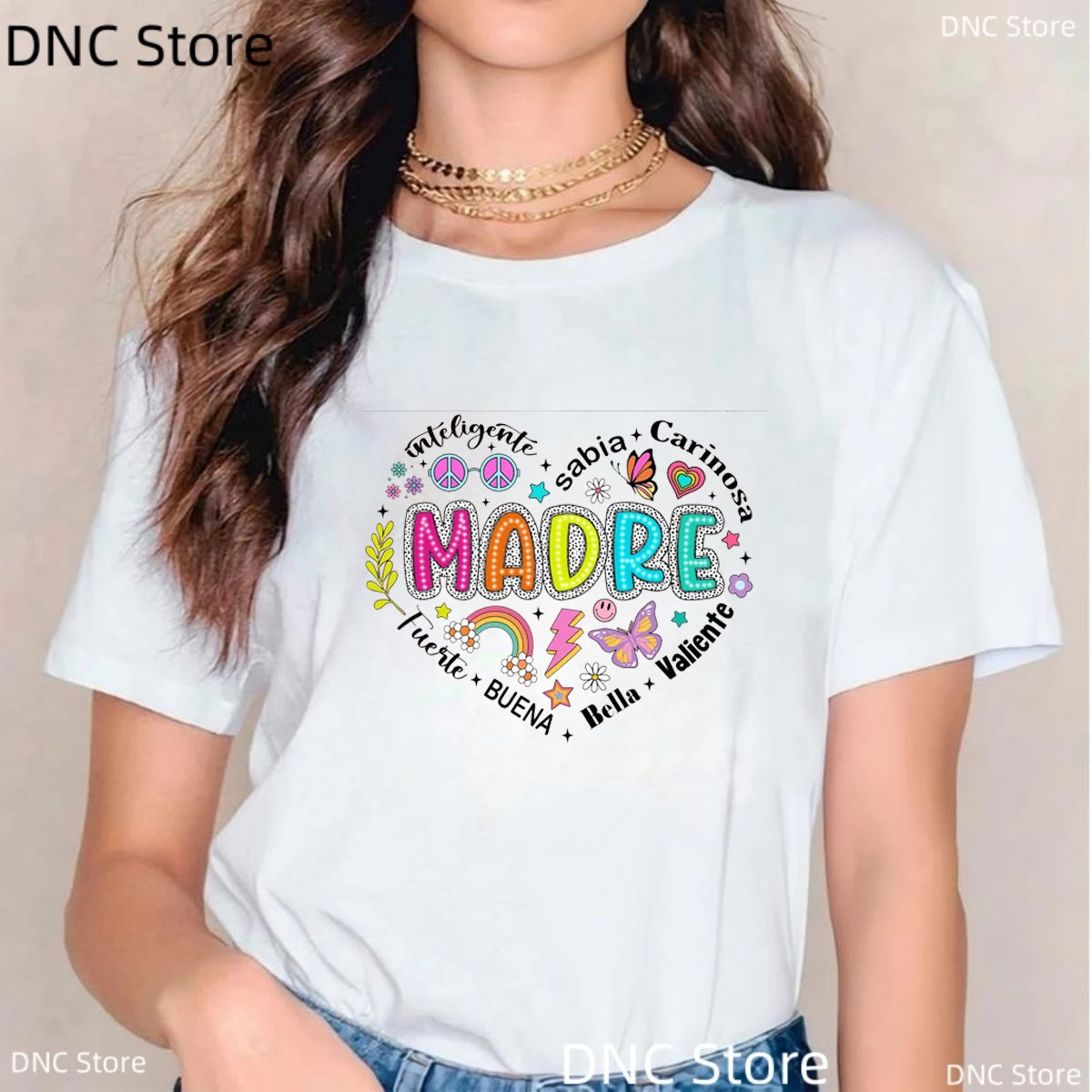 Mother Heart Women's T-Shirt - Casual Short Sleeve O-Neck Tee
