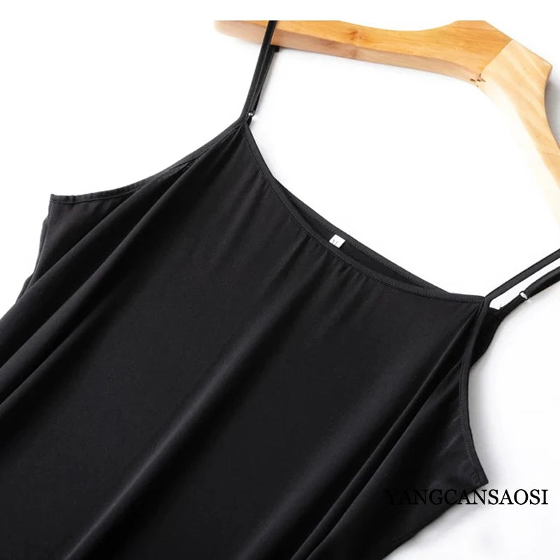 Women's Casual Summer Clothing 95% Natural Mulberry Silk Elastic Double Qiao Satin Adjustable Shoulder Strap Dress