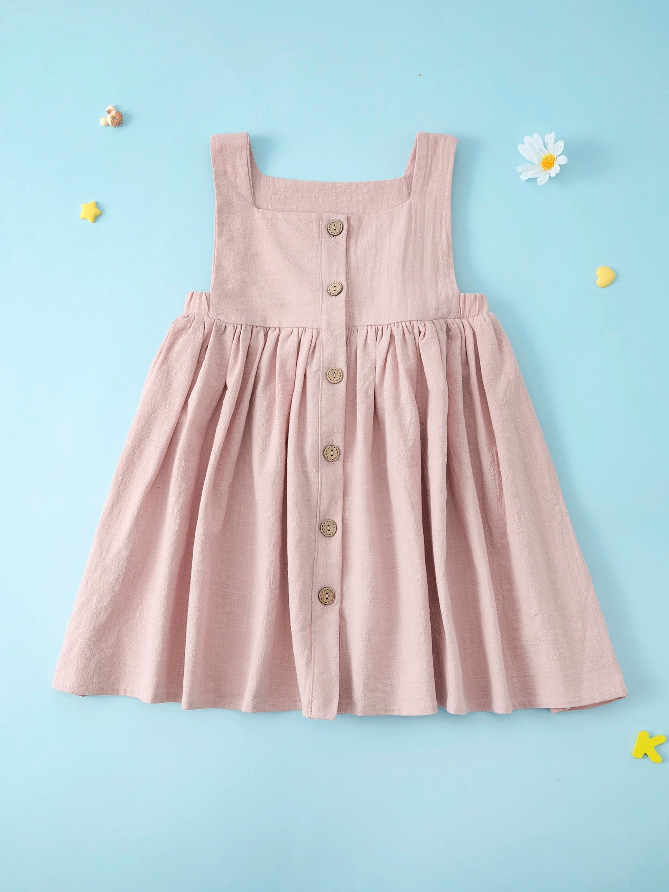 Summer Girls' Dress European and American New Solid Color Pleated Dress Sleeveless Cotton Children's Princess Dress
