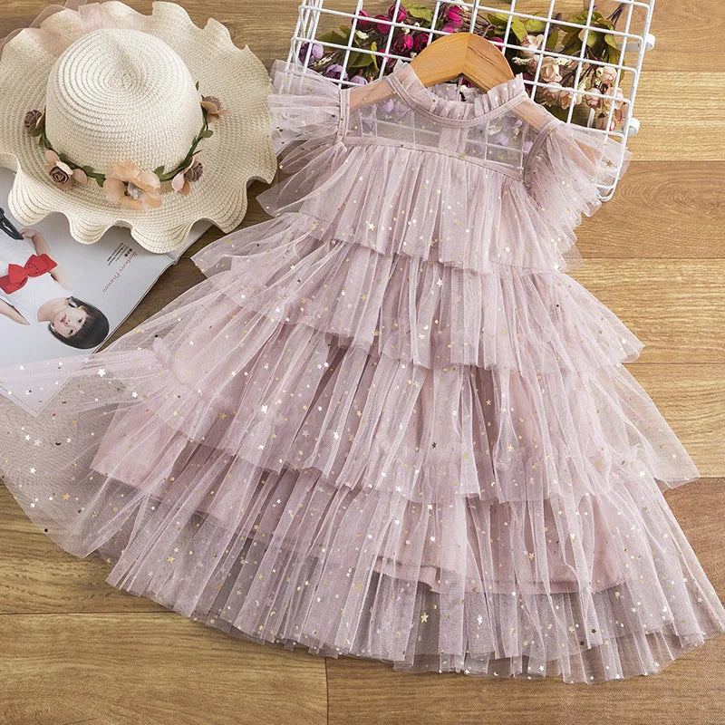 Foreign Trade New Style Girls' Fairy Dress European and American Cake Mesh Puffy Dress Children's Birthday Performance Costume