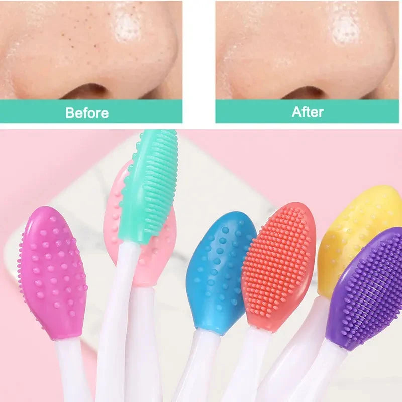 1/2PCS Face Silicone Brush Double-Sided Nose  Lip Face Clean cleansing stick Blackhead Removal Acne Makeup Brush