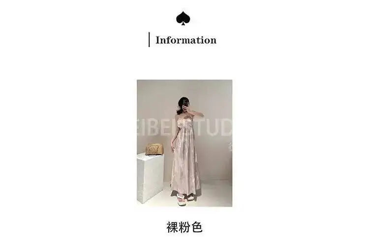 Summer New French Suspender Dress Elegant Gentle Temperament For Women Long Dresses Slim Fashion Sexy Women Tops Robe VN3H