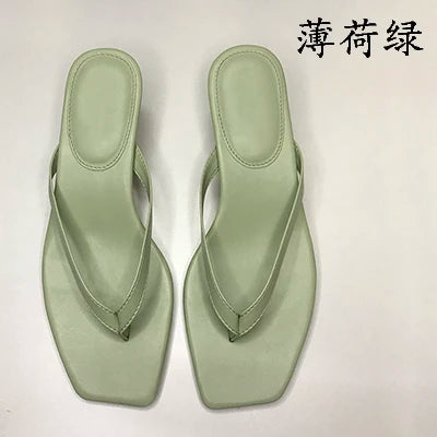 Leather High Heel Sandals For Women Elegant Chic Square Toe With Herringbone Design 2024 Summer