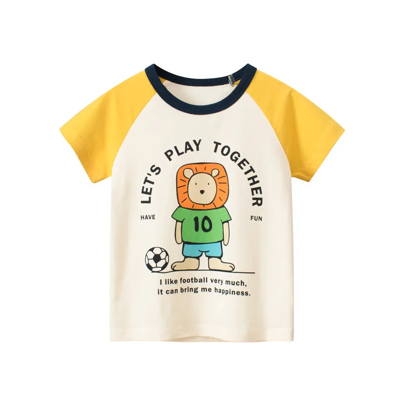 Tsaujia Boys' Short Sleeve Cotton T-Shirt - Cartoon Print Active Top