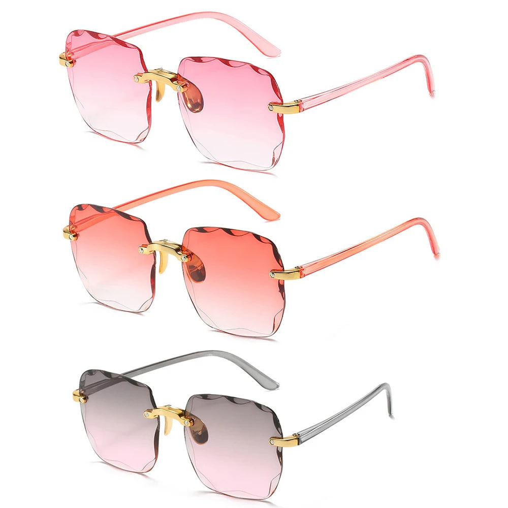 New Rimless Women's Sunglasses Fashion Gradient Lenses Sun glasses Lady Vintage Alloy Legs Classic Designer Shades UV400