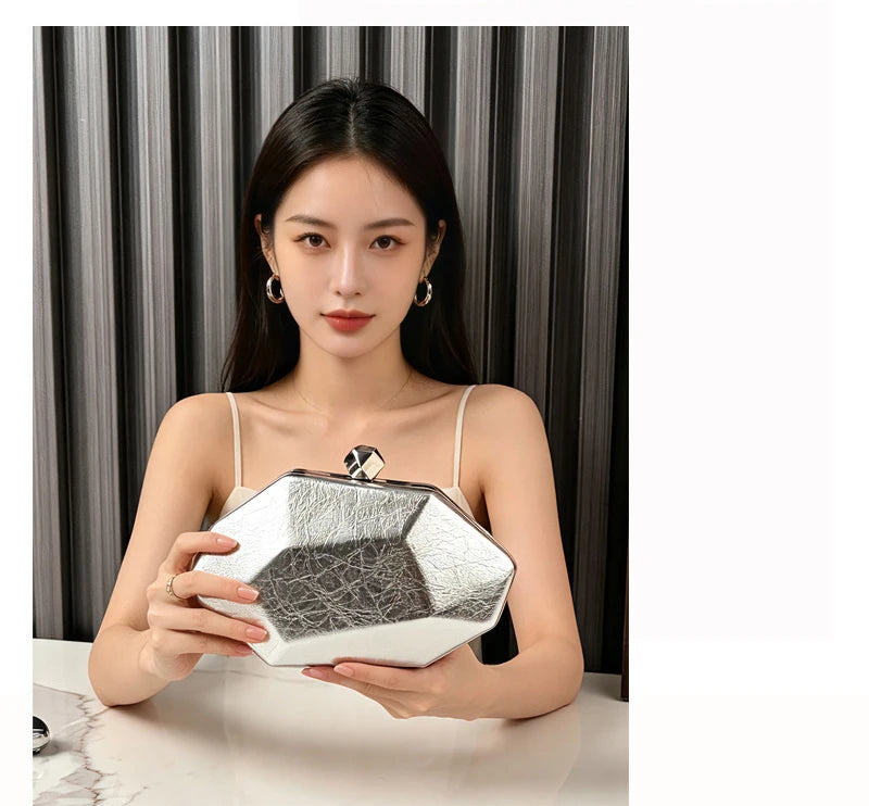 Women's Summer Bag 2026 Gold Irregular Small Hand Bag High Quality Premium Luxury Brand Handbags Evening Wedding Cross Clutch
