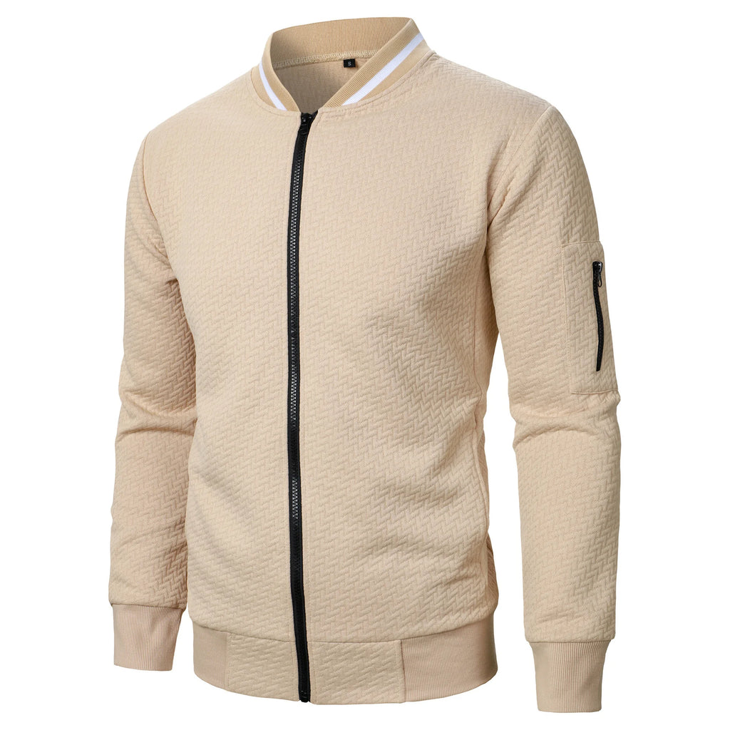 New Men's New Zip Stand Collar Sweatshirt Jacket Men's Casual Jacquard Cardigan Sweatshirts Baseball Jackets Men Clothing