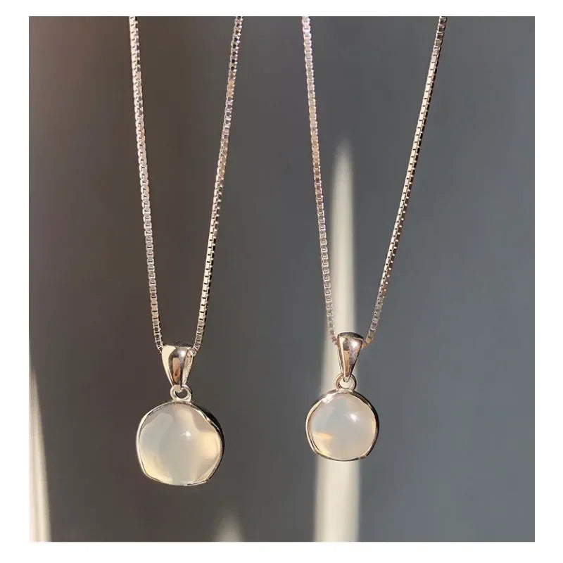 Collares Con Colgante Luxury White Round Pendant Necklaces Women'S Fashion Jewelry Choker Clavicle Chain Short Charm Necklace