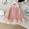 Girls Mesh Party Dress – Sleeveless Bow Detail Gown with Soft Cotton Lining, Special Occasion Outfit Toddler Girl Clothes