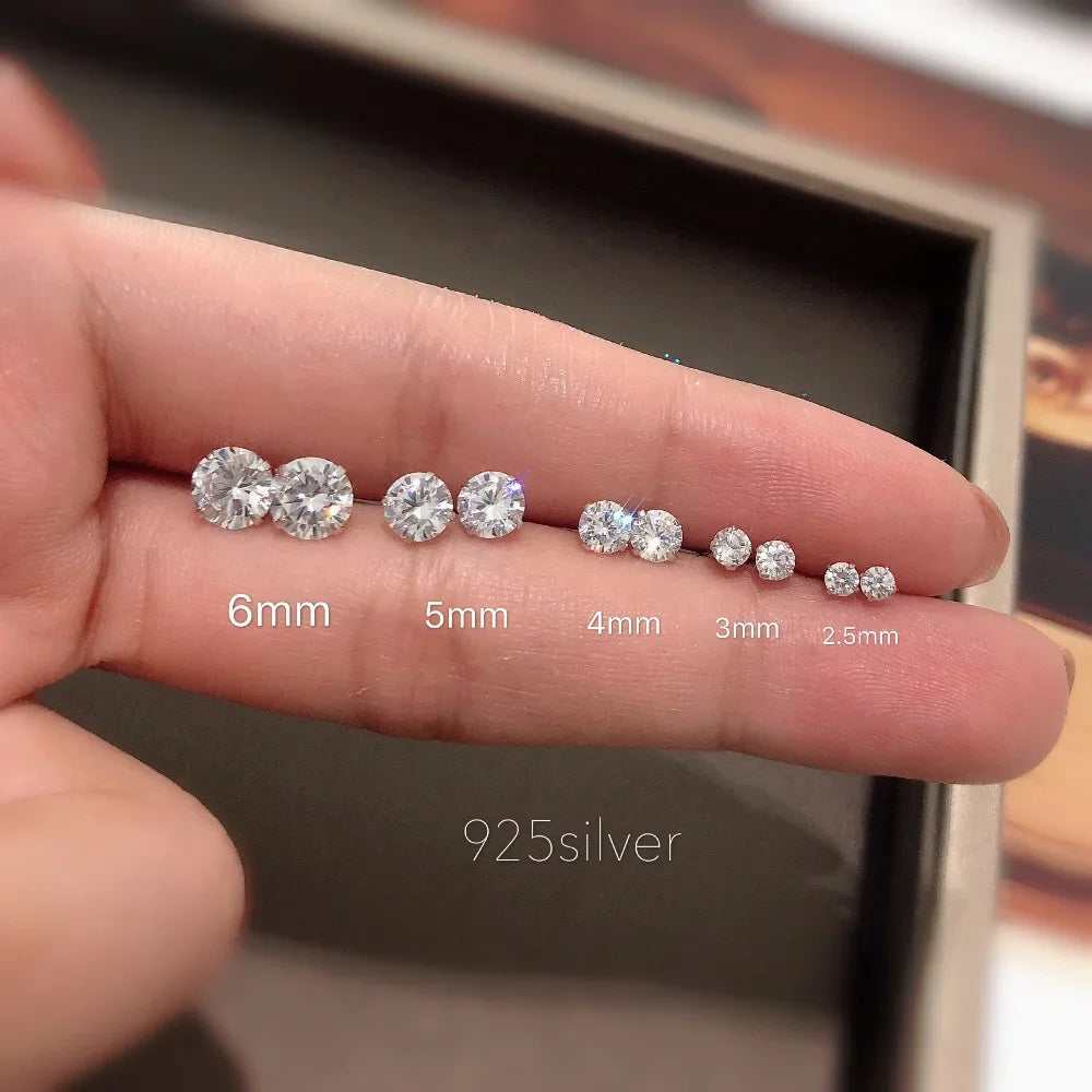 100% Real 925 Sterling Silver Jewelry Women'S Fashion Cute Tiny Clear Crystal Cz Stud Earrings For Girls Teens Lady