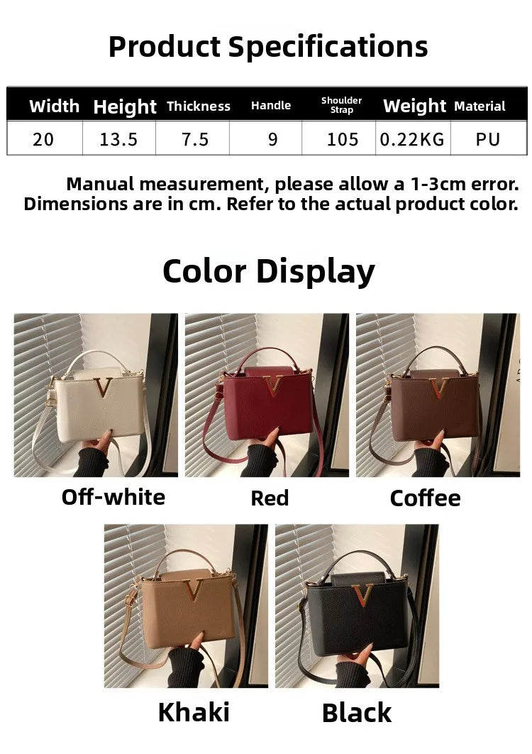 Minimalist Square Shoulder Bag - Women's PU Crossbody Handbag